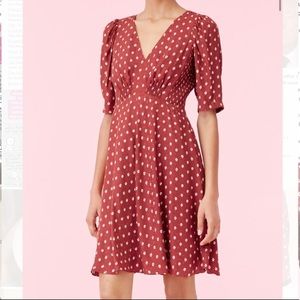 NWT Rebecca Taylor Red Sunrise Dot Dress